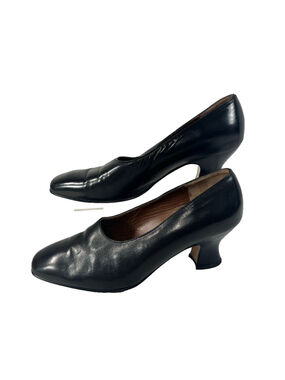 Ellen Tracy Linda Allard vintage 7.5 M Leather Italy Black Mid Heel Pump